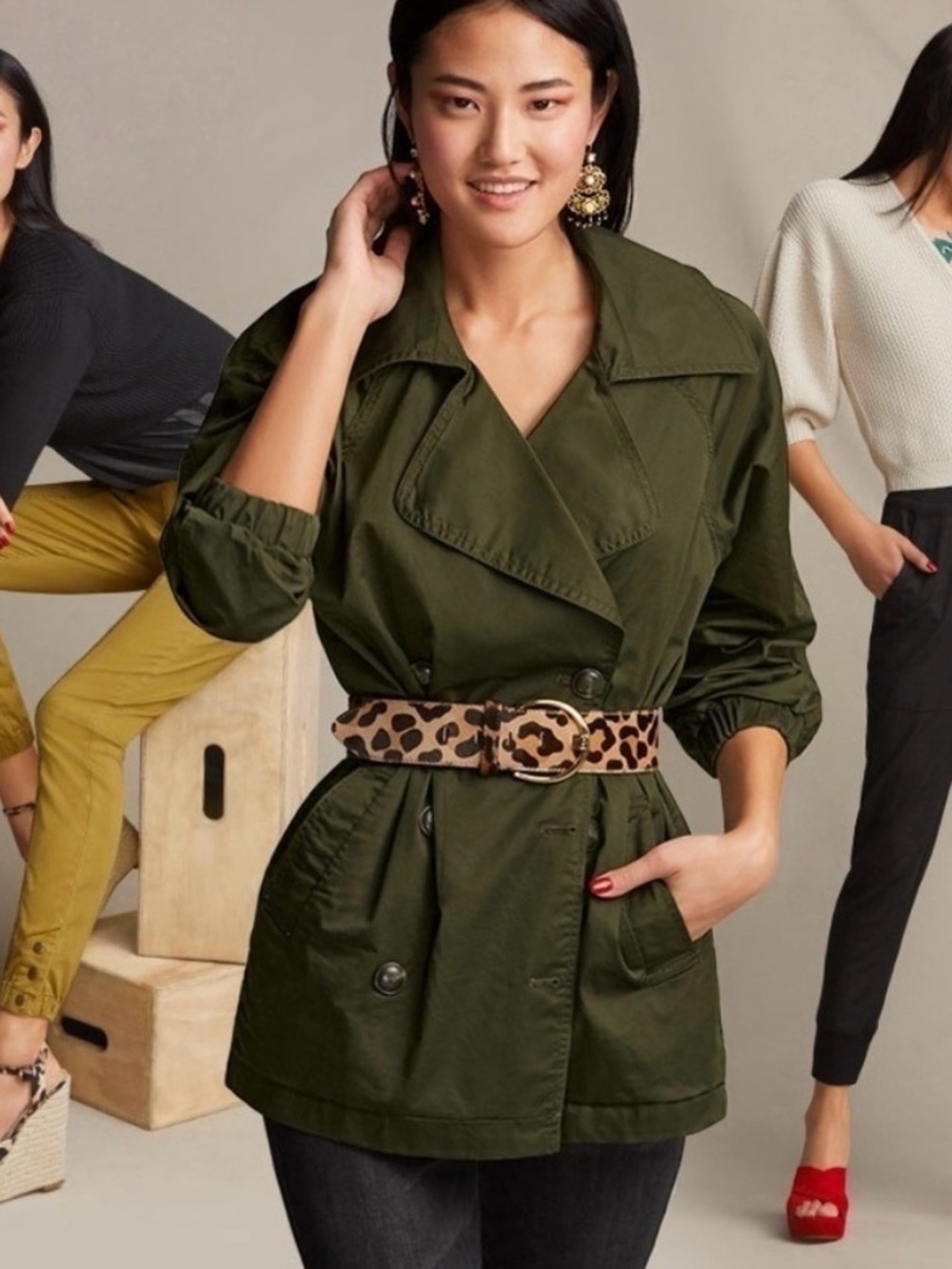 NWOT CAbi Olive Green Trench Coat